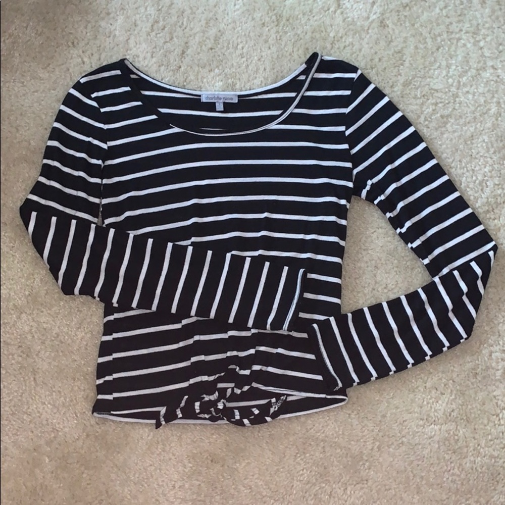 Navy and white striped top